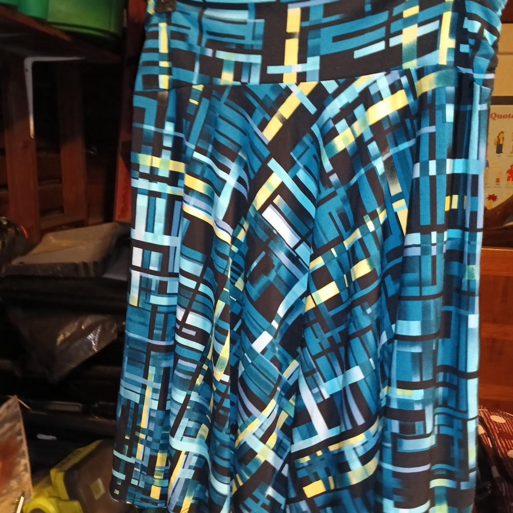 George Blue and Yellow A-Line Midi Skirt Resort Wear